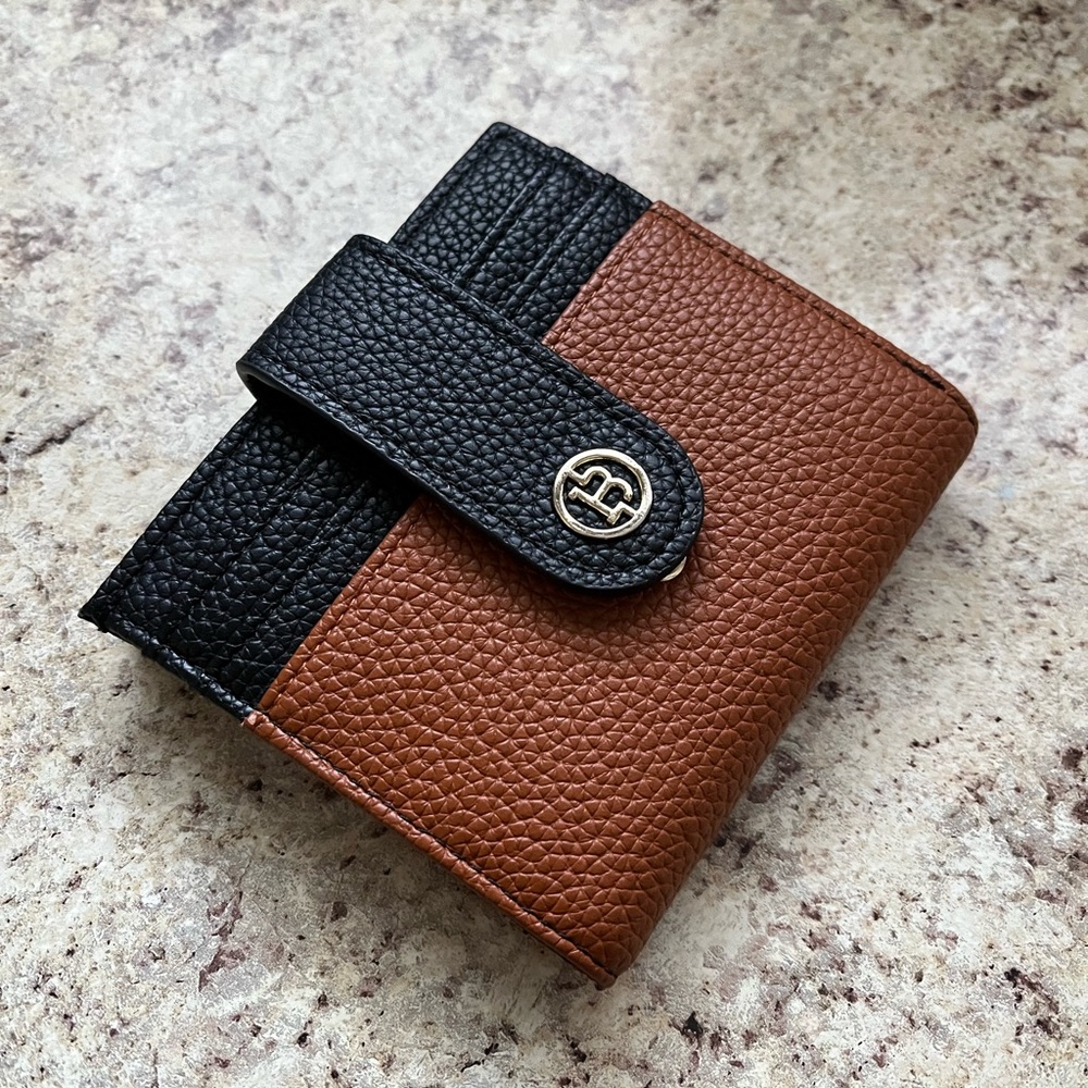 Bostanten Black and Brown Pebbled Leather Wallet